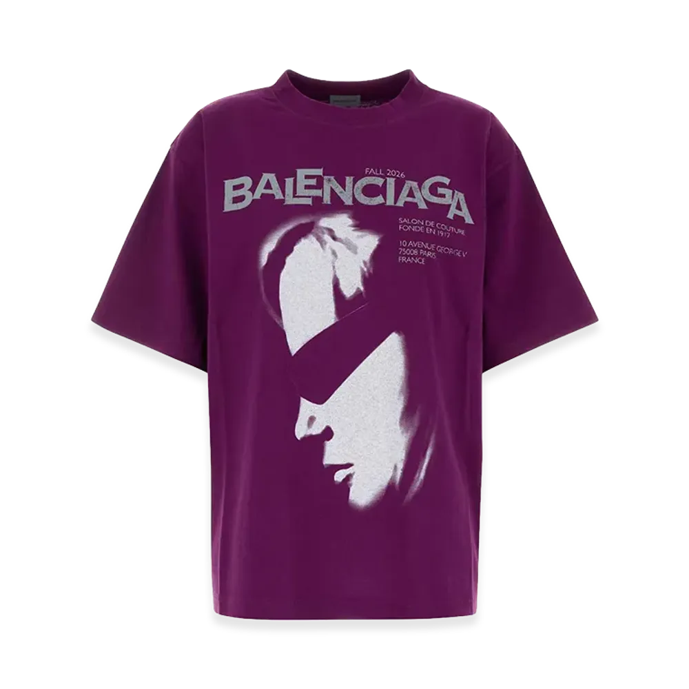 BALENCIAGA Women's Cotton Oversize T-Shirt "Purple"