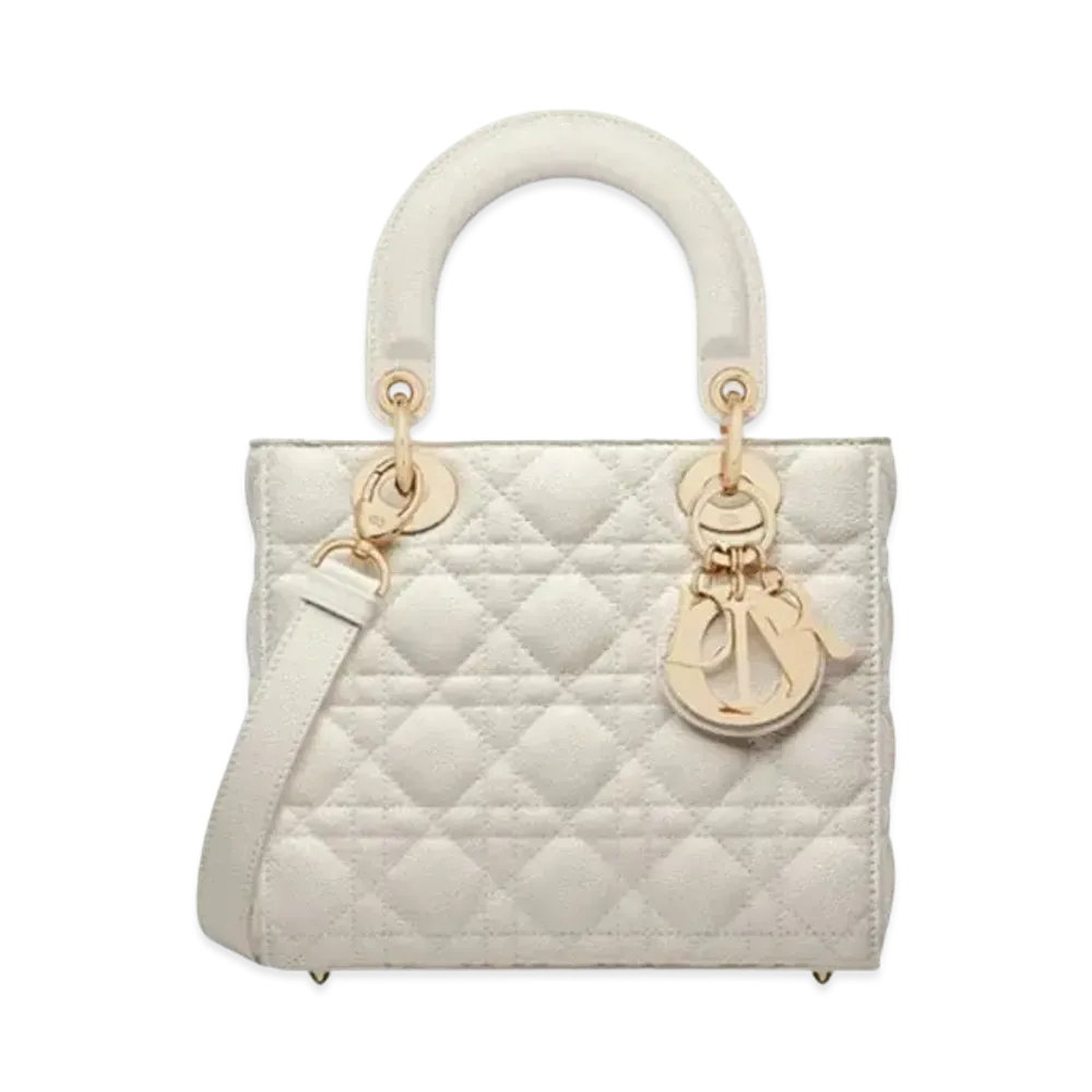 Dior Small Lady Bag Grained Cannage Calfskin "Latte"