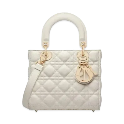 Dior Small Lady Bag Grained Cannage Calfskin "Latte"