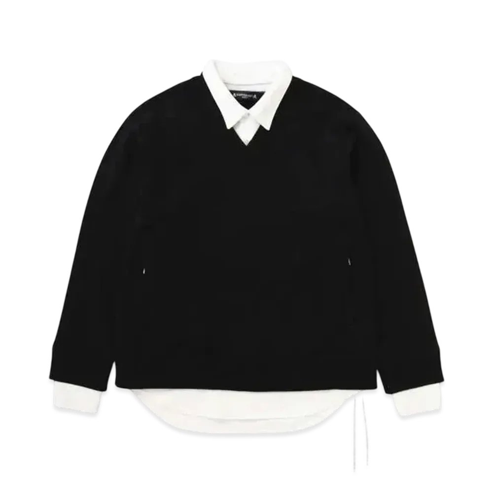mastermind WORLD Collar Crewneck "Black White"