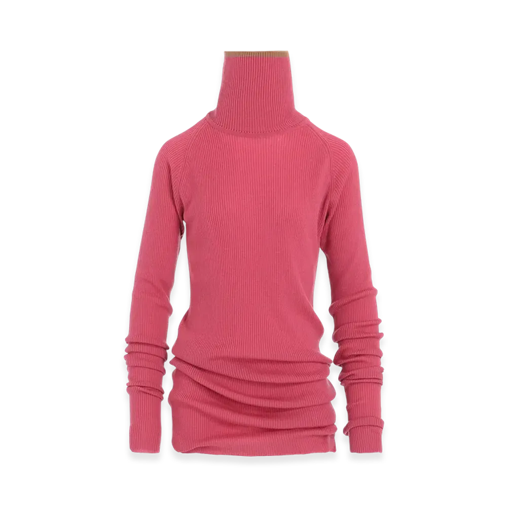 Y's x John Smedley Turtleneck Ribbed Knit "Pink"