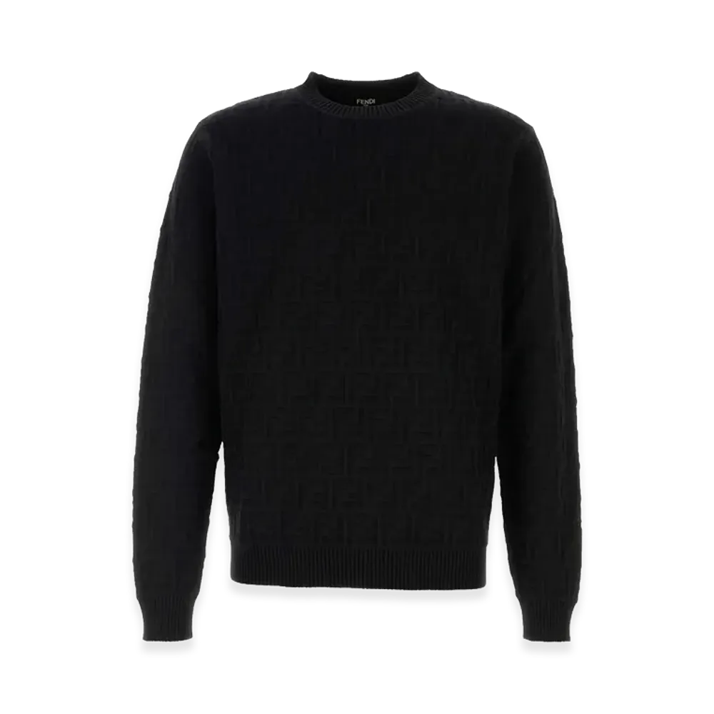 FENDI Crew Neck Cotton Sweater "Black"