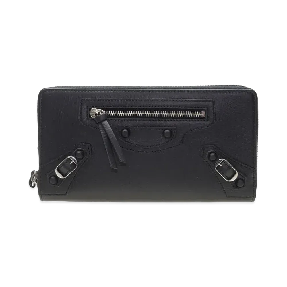 BALENCIAGA Classic Continetal Zip Around Wallet "Black"