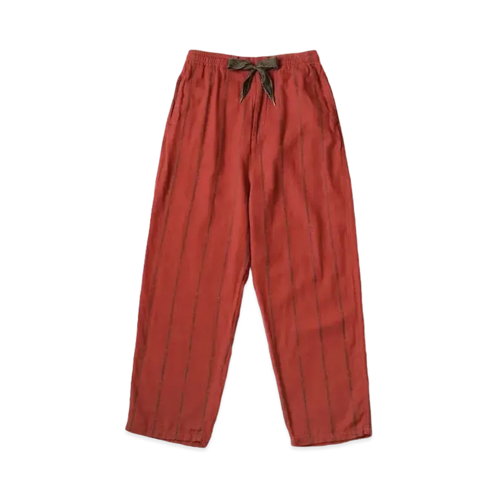 KAPITAL Cotton Linen Siamese Stripes Easy Pants "Red Brown"
