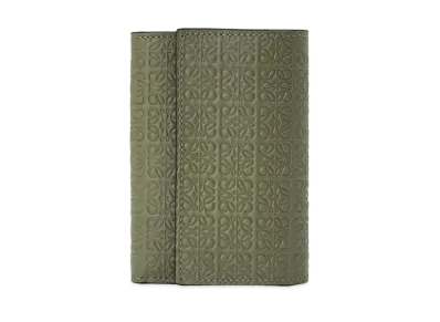 LOEWE Small Vertical Wallet In Embossed Silk Calfskin "Avocado Green"