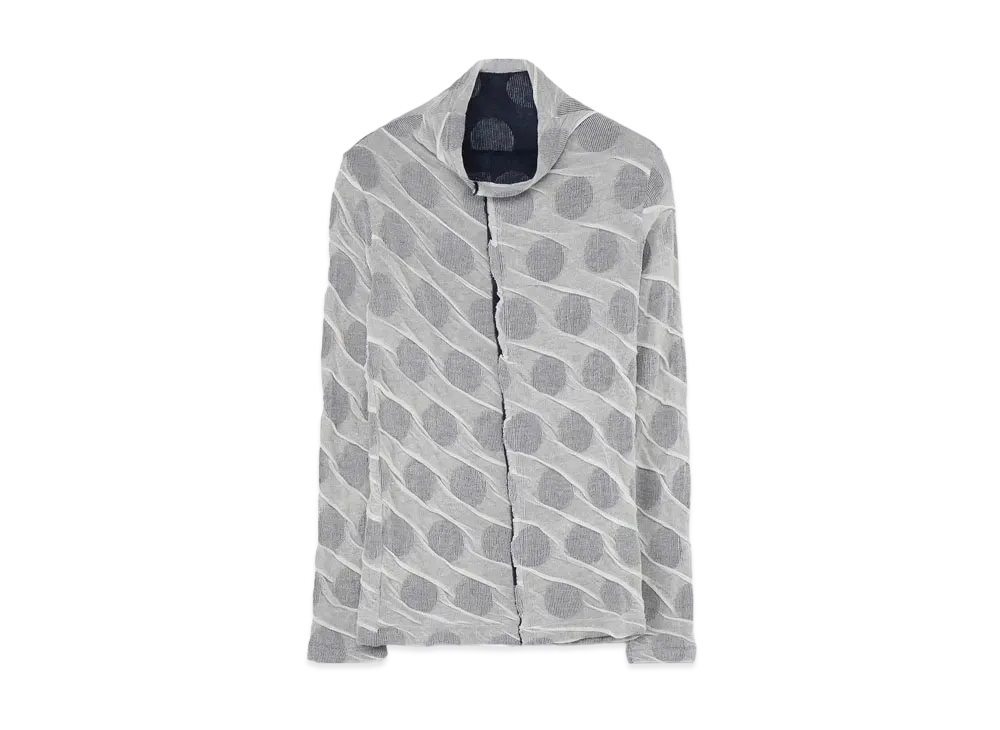 Yohji Yamamoto Y's DOT DUAL-LAYER FRONT PANEL HIGHT NECK LONG SLEEVE T "Navy"