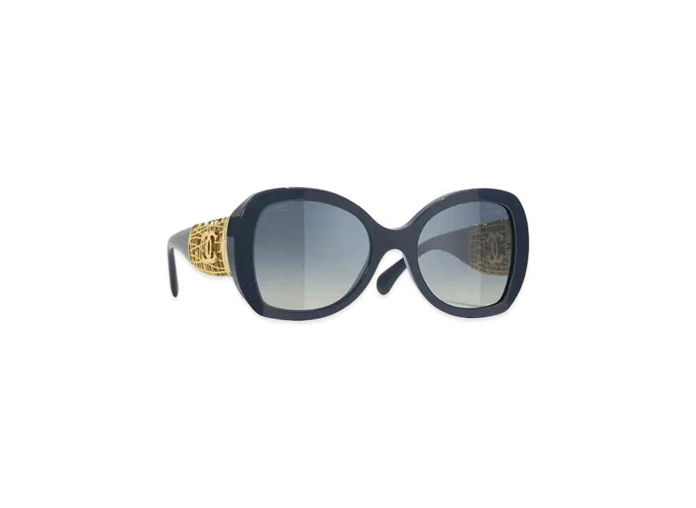 CHANEL Butterfly Sunglasses Acetate & Metal "Blue & Gray Lenses/Blue/Polarized/Gradient"