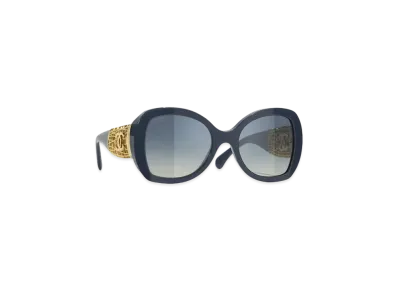 CHANEL Butterfly Sunglasses Acetate & Metal "Blue & Gray Lenses/Blue/Polarized/Gradient"