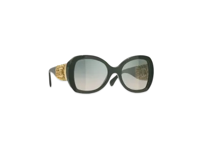 CHANEL Butterfly Sunglasses Acetate & Metal "Khaki/Green"