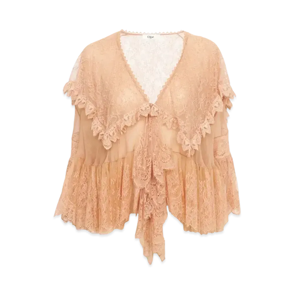 Chloe Fluid Top In Silk Lace "Cheek"