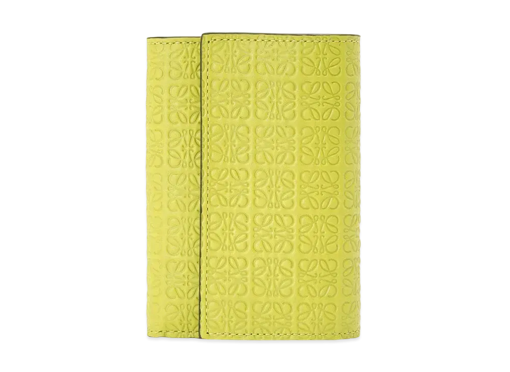 LOEWE Small Vertical Wallet In Embossed Silk Calfskin "Lime Yellow"