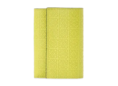 LOEWE Small Vertical Wallet In Embossed Silk Calfskin "Lime Yellow"