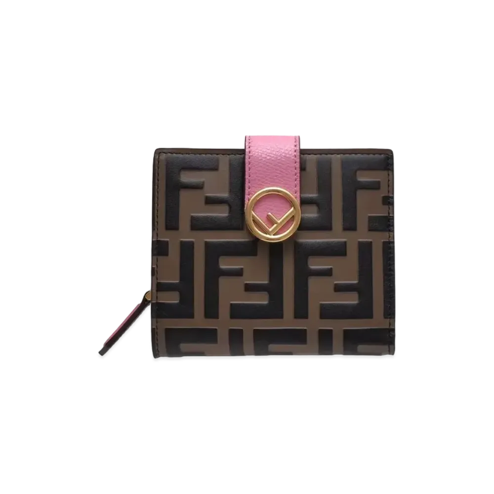 FENDI Two-Fold Wallet Leather Compact Wallet "Pink"