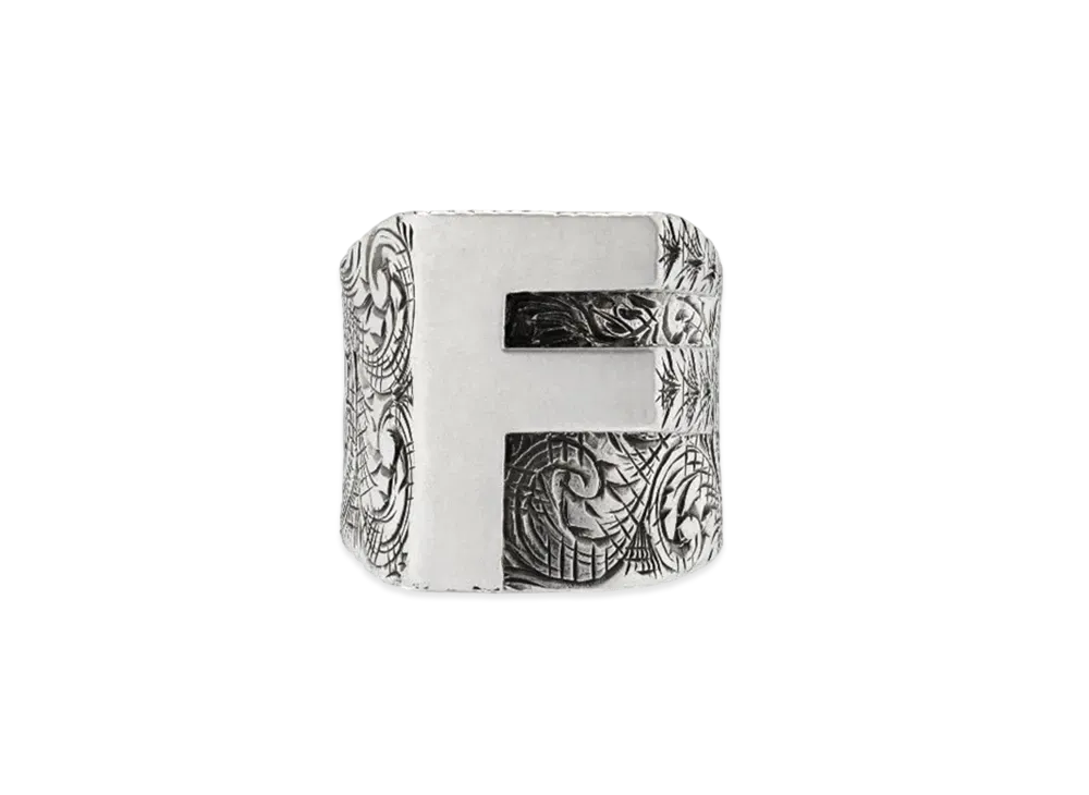 GUCCI Alphabet "F" Silver Ring "Silver"