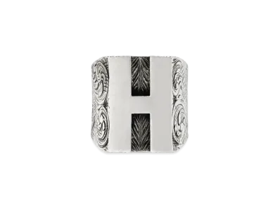 GUCCI Alphabet "H" Silver Ring "Silver"