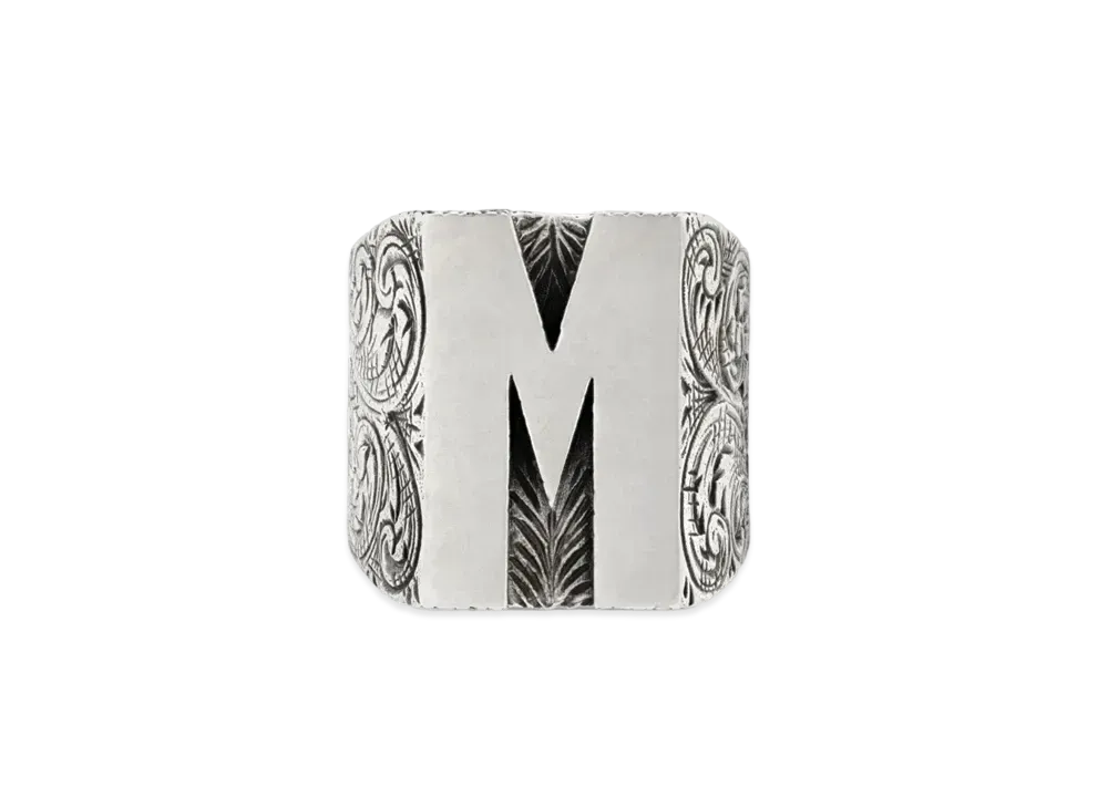 GUCCI Alphabet "M" Silver Ring "Silver"