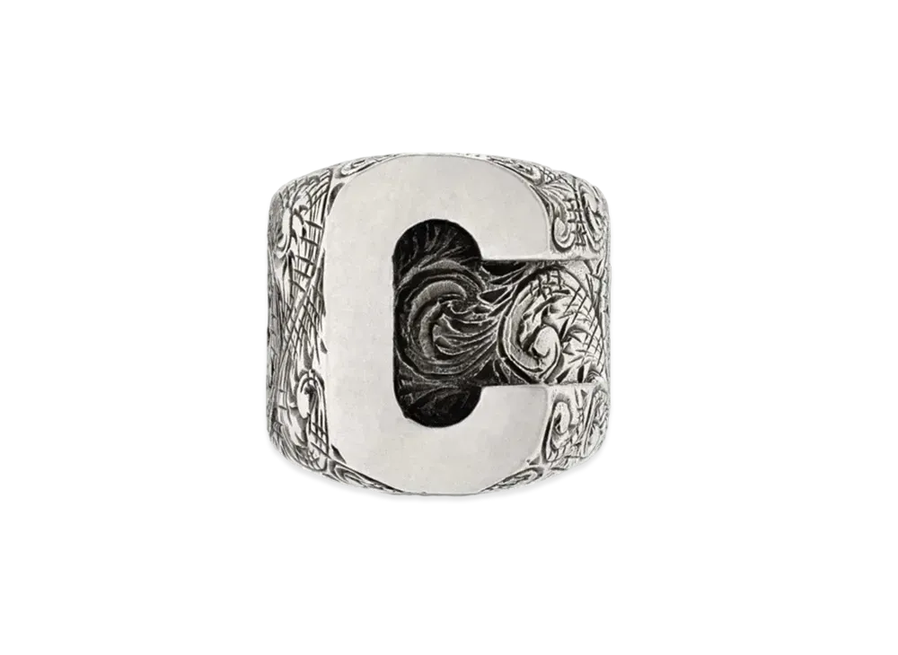 GUCCI Alphabet "C" Silver Ring "Silver"