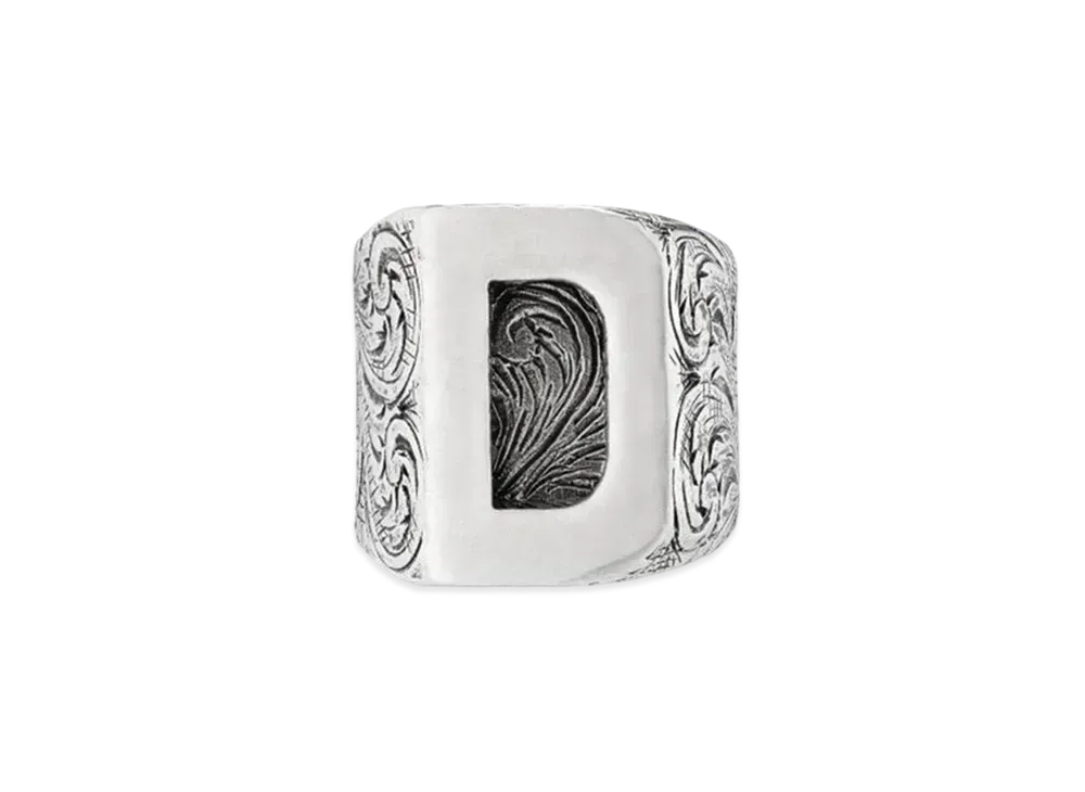 GUCCI Alphabet "D" Silver Ring "Silver"