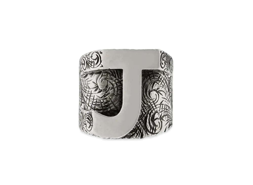 GUCCI Alphabet "J" Silver Ring "Silver"