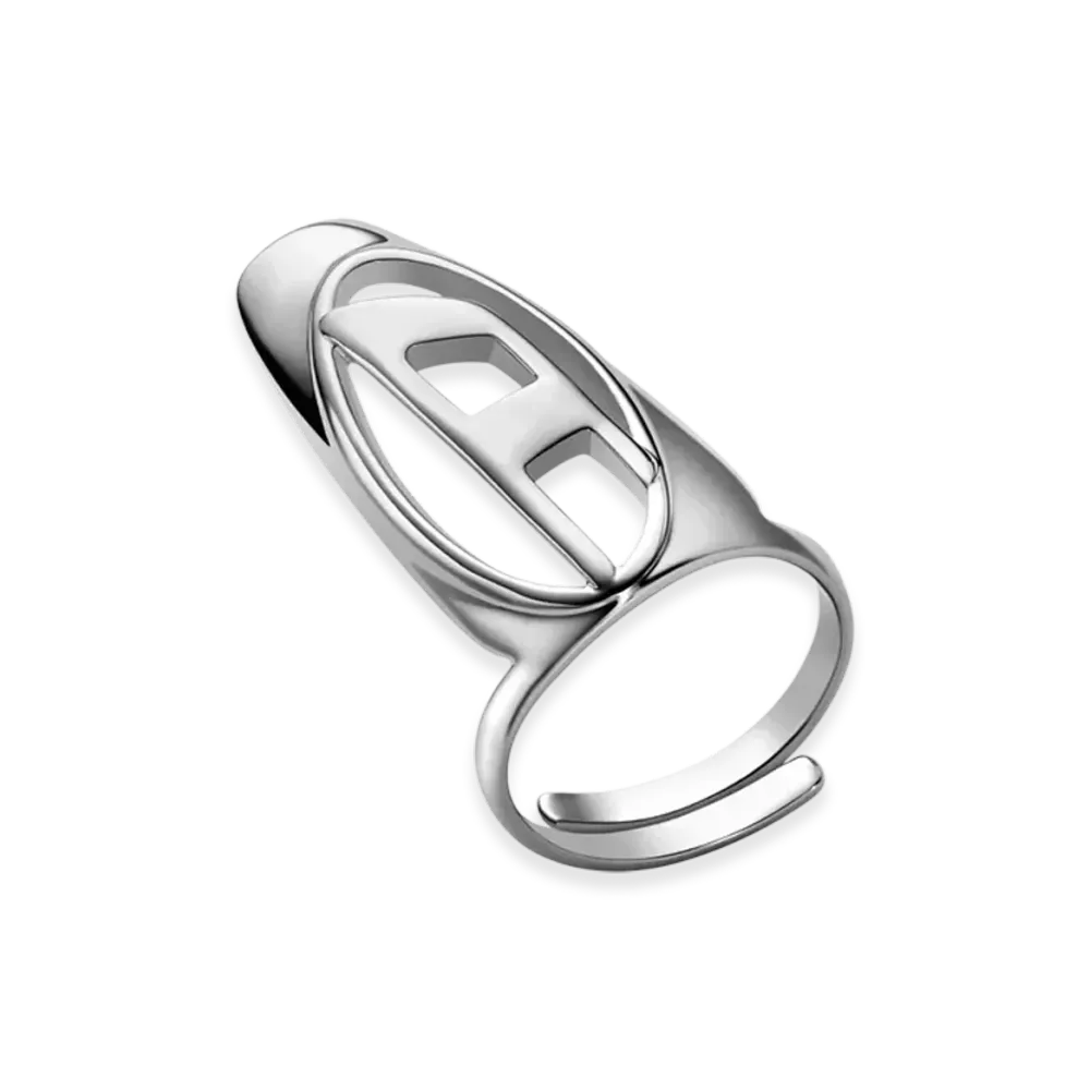Diesel Dx1525 Jewel Silver-Tone Brass Nail Ring "Silver"