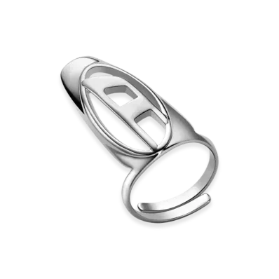 Diesel Dx1525 Jewel Silver-Tone Brass Nail Ring "Silver"