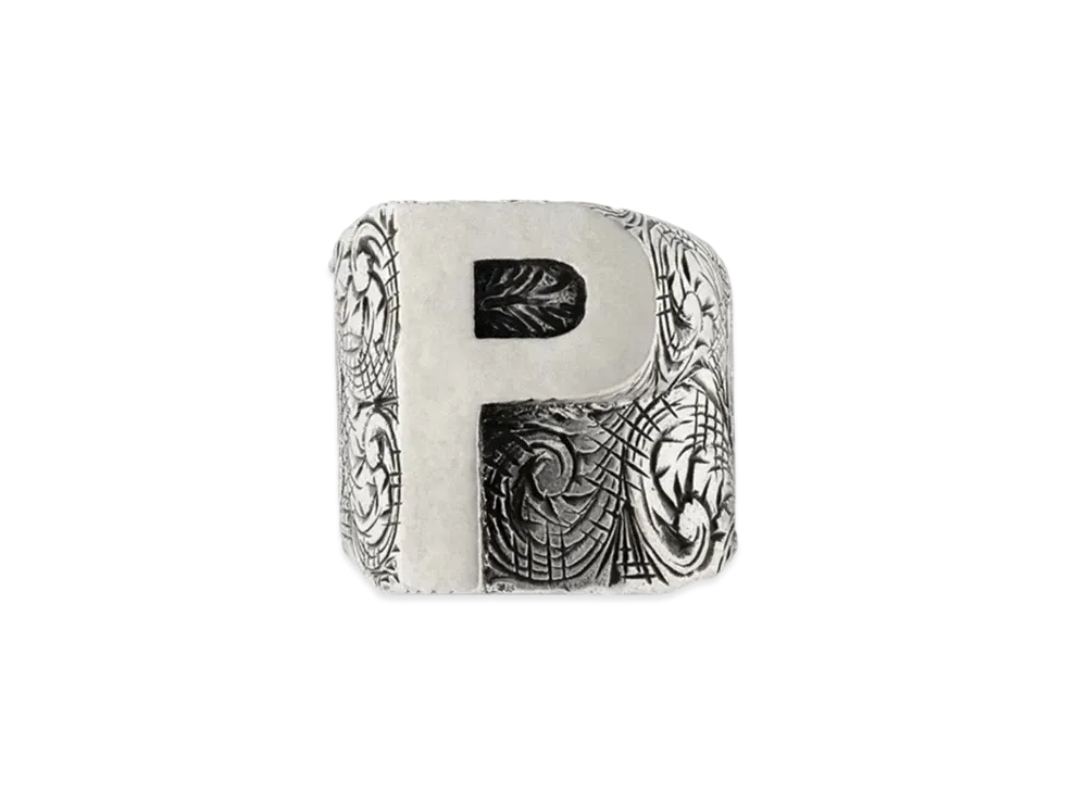 GUCCI Alphabet "P" Silver Ring "Silver"