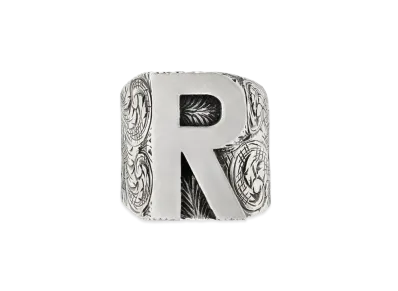 GUCCI Alphabet "R" Silver Ring "Silver"