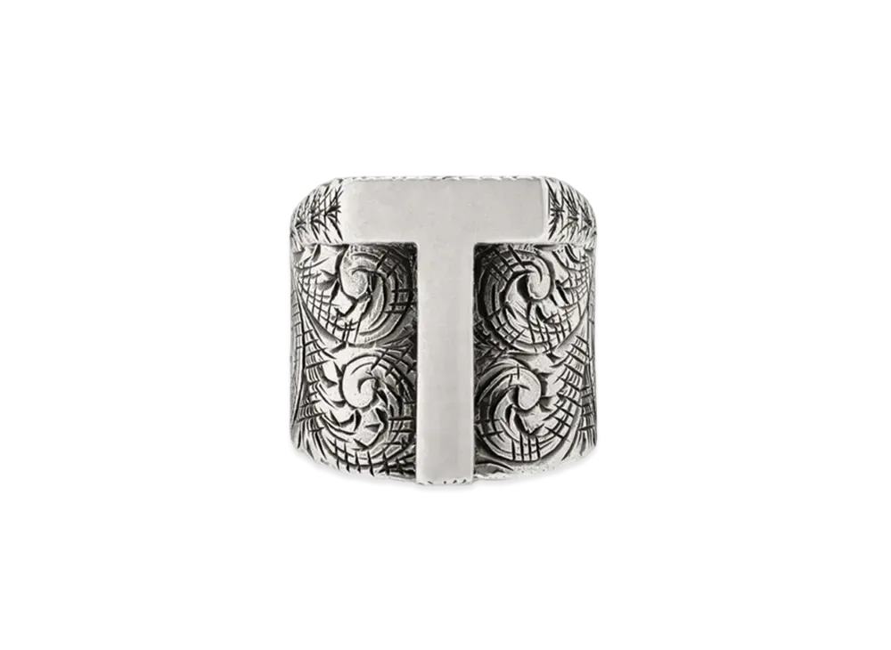 GUCCI Alphabet "T" Silver Ring "Silver"