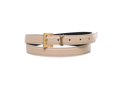 Saint Laurent Women's "Cassandre" Thin Belt "Beige"