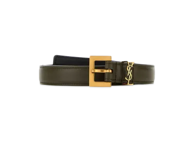 Saint Laurent Women's Leather Belt "Army Green"