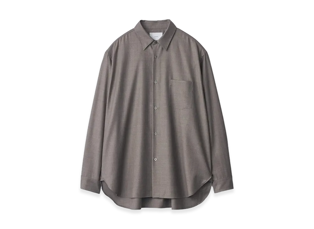 ssstein Extra Fine Wool Oversized Regular Collar Shirt "Greige"
