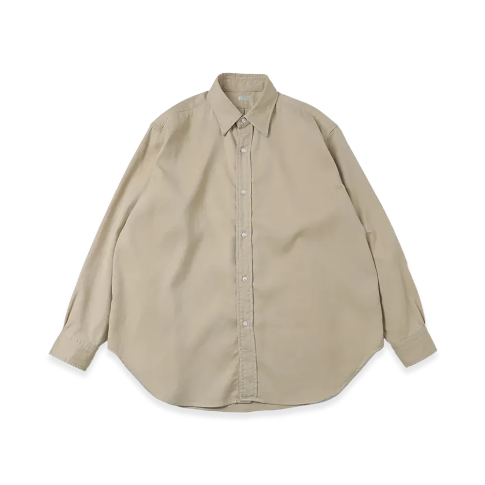 A.PRESSE Double Weave Twill Regular Collar Shirt "Beige"