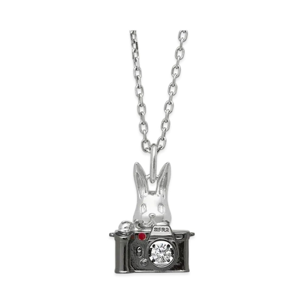 FR2 Dancing Stone Photographer Rabbit Necklace "Silver"