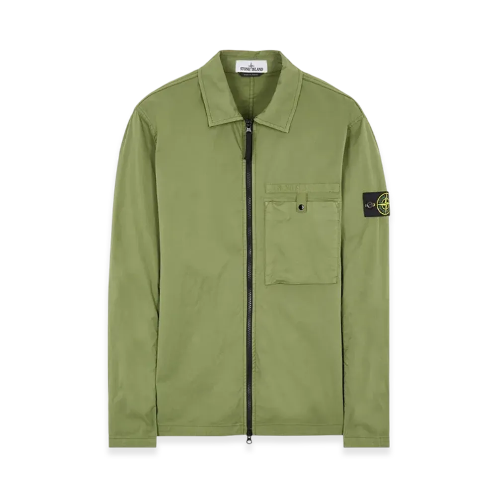 Stone Island 12619 Supima Cotton Twill Stretch-TC Garment Dyed Overshirt - 22SS "Olive Green"