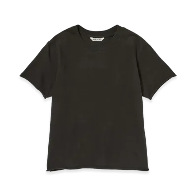AURALEE Women's Brushed Organic Cotton Jersey Tee "Ink Black"