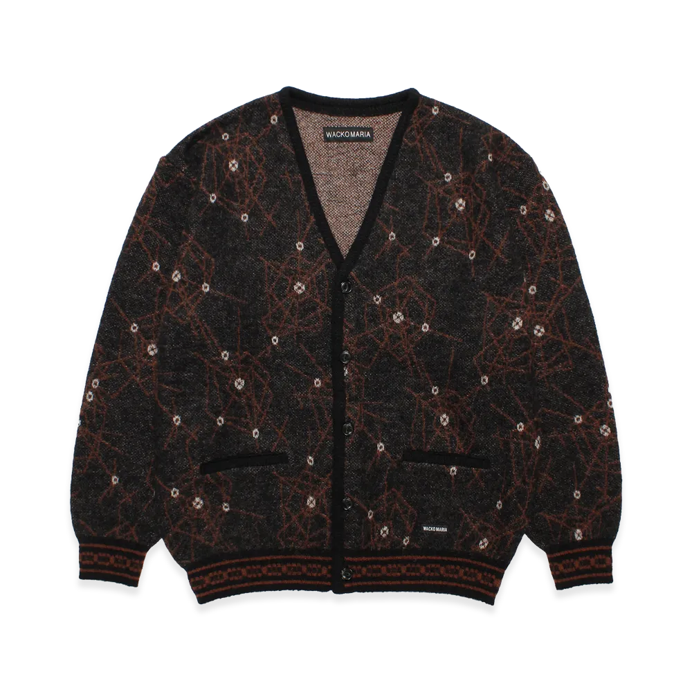 WACKO MARIA Jacquard Mohair Knit Cardigan "Black/Orange"