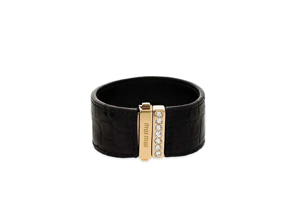 MIU MIU Crocodile Printed Leather Bracelet "Black"