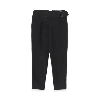 Yohji Yamamoto High Twisted Gabardine Low-Rise Belted Pants "Black"