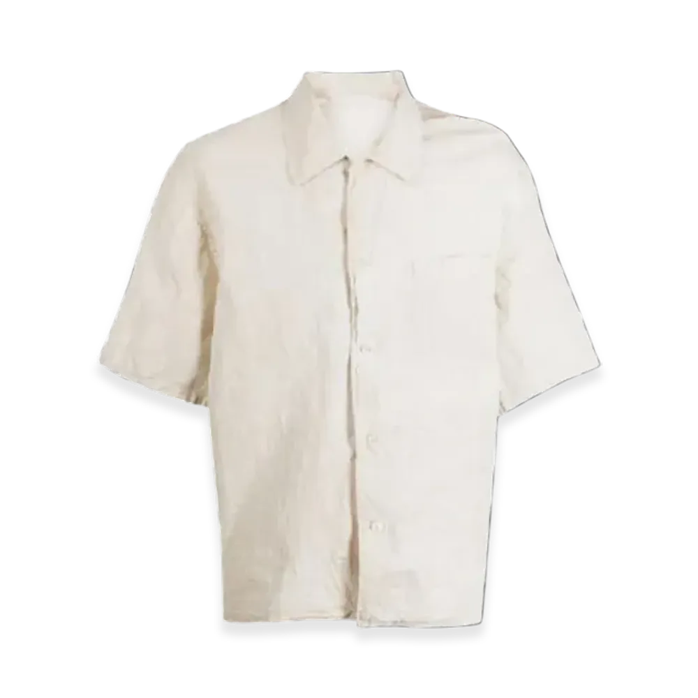 OUR LEGACY Box Shirt Short Sleeve Coated Cotton Linen "White"