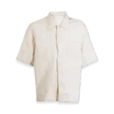 OUR LEGACY Box Shirt Short Sleeve Coated Cotton Linen "White"