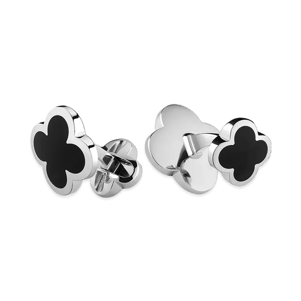 Van Cleef & Arpels Alhambra cufflinks "18K White gold/Onyx"