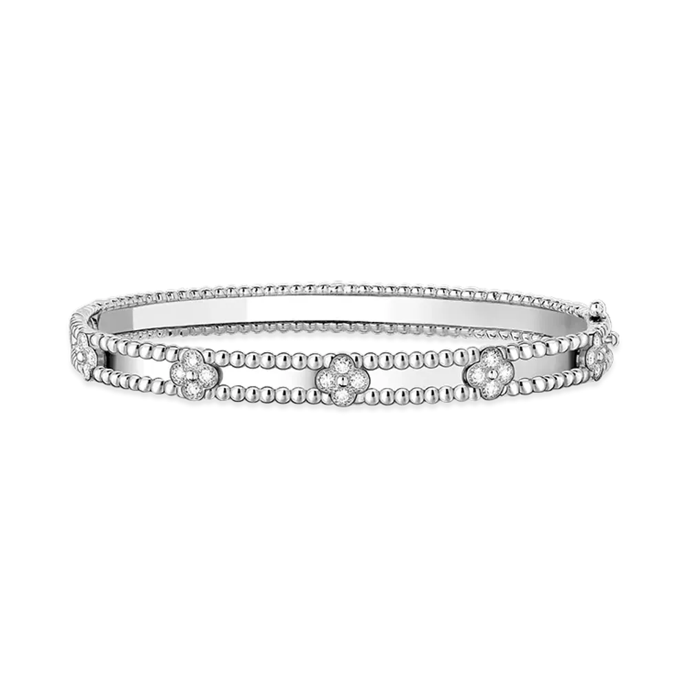 Van Cleef & Arpels Perlee sweet clovers bracelet medium model "18K White gold/Diamond"