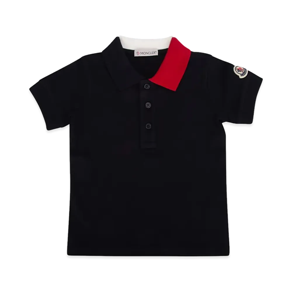 MONCLER Kids Embroidered Logo Cotton Polo Shirt "Dark Blue"