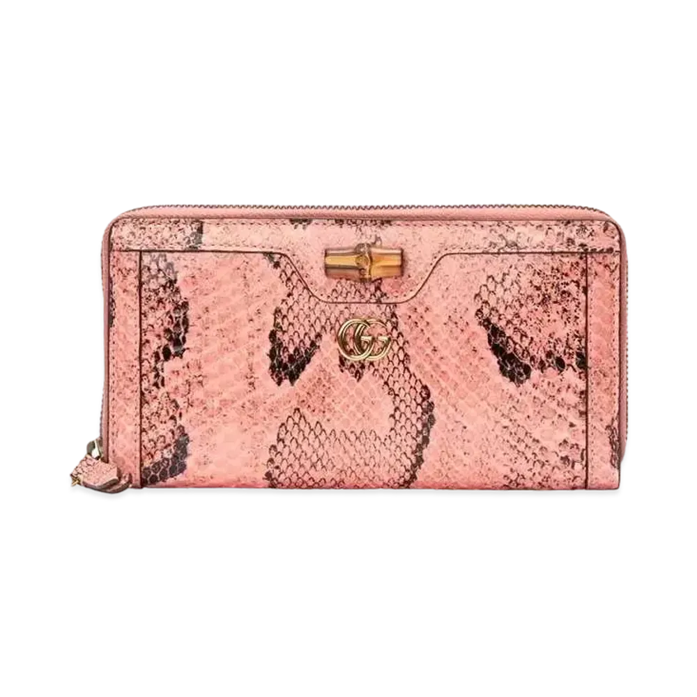 GUCCI Diana Python Zip Around Wallet "Dusty Rose"
