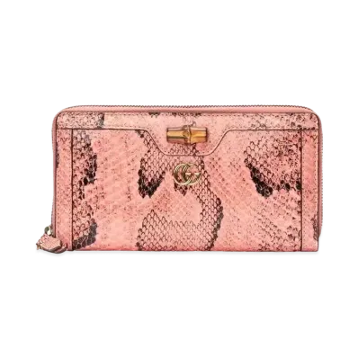 GUCCI Diana Python Zip Around Wallet "Dusty Rose"