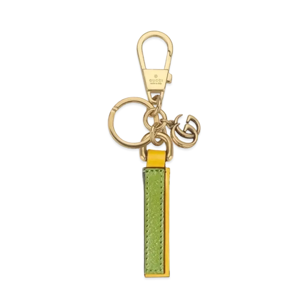 GUCCI Letter I Keychain Leather "Green/Yellow"