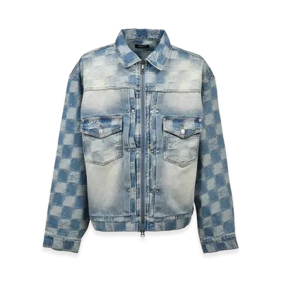 BREATH Block Check Denim Jacket "Indigo"