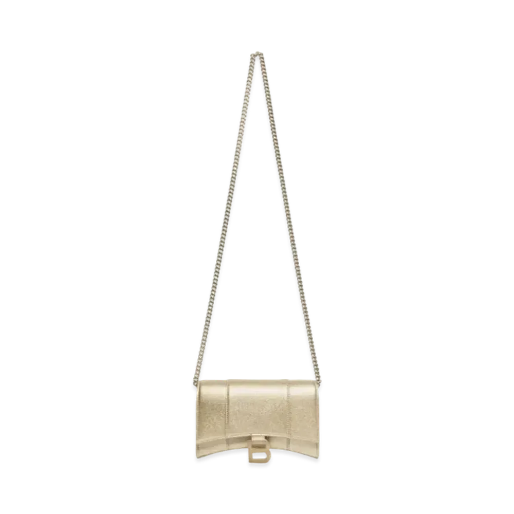 BALENCIAGA Hourglass Chain Wallet Metallic "Gold"