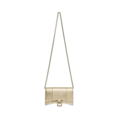 BALENCIAGA Hourglass Chain Wallet Metallic "Gold"