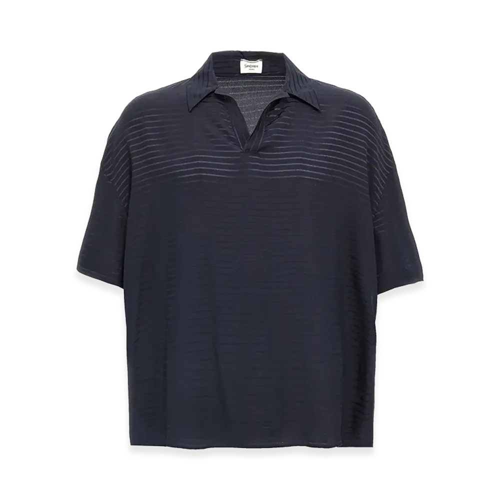 Saint Laurent Silk Polo Shirt "Blue"